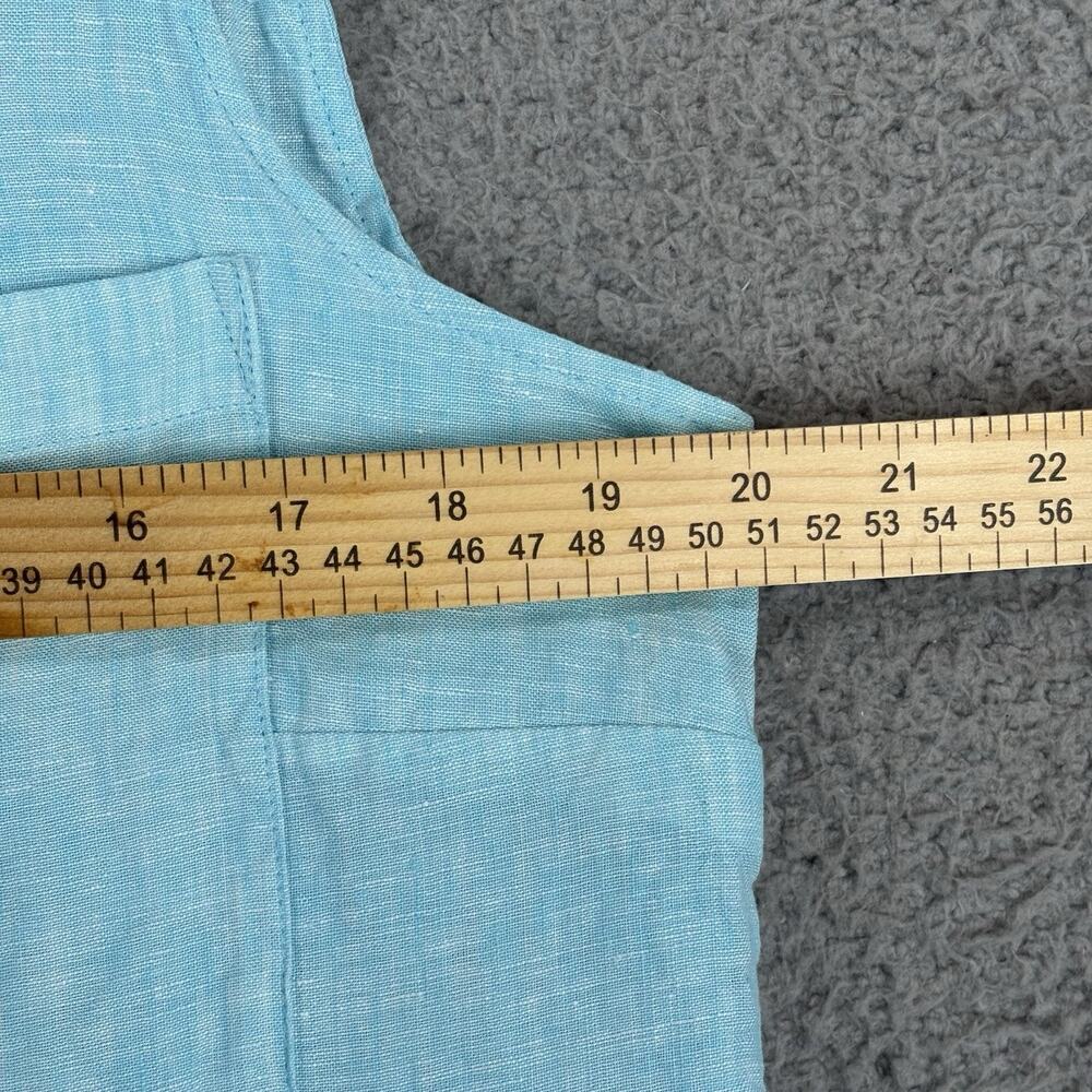 Chicos 100% Linen Tunic Dress Medium Aqua Beachy Coastal Resort Cruise Natural - Picture 8 of 12